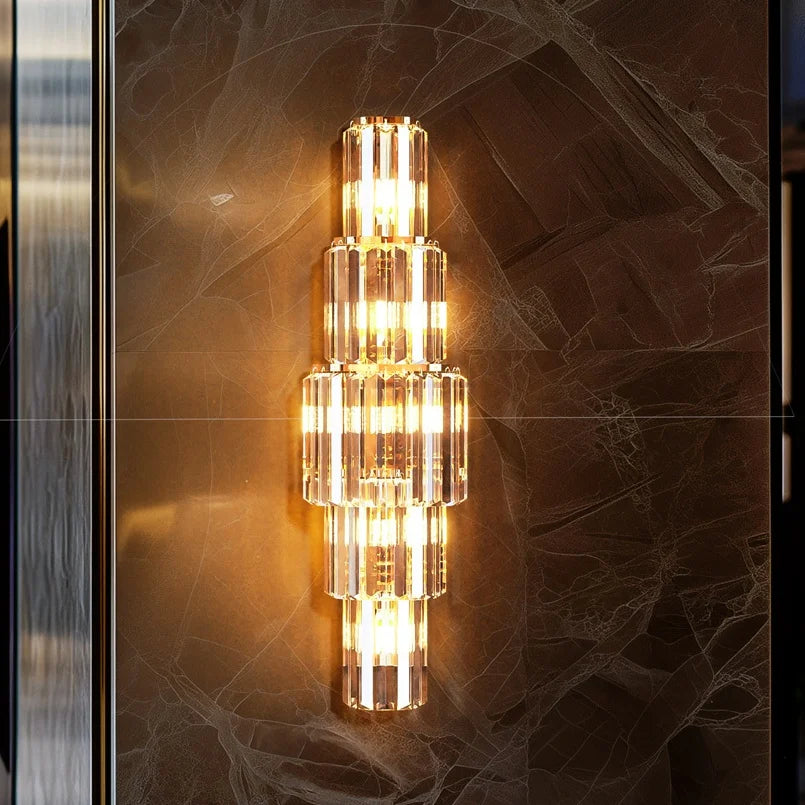 Luxury Crystal Wall Lamp Three Layer Sconce With E14 LED