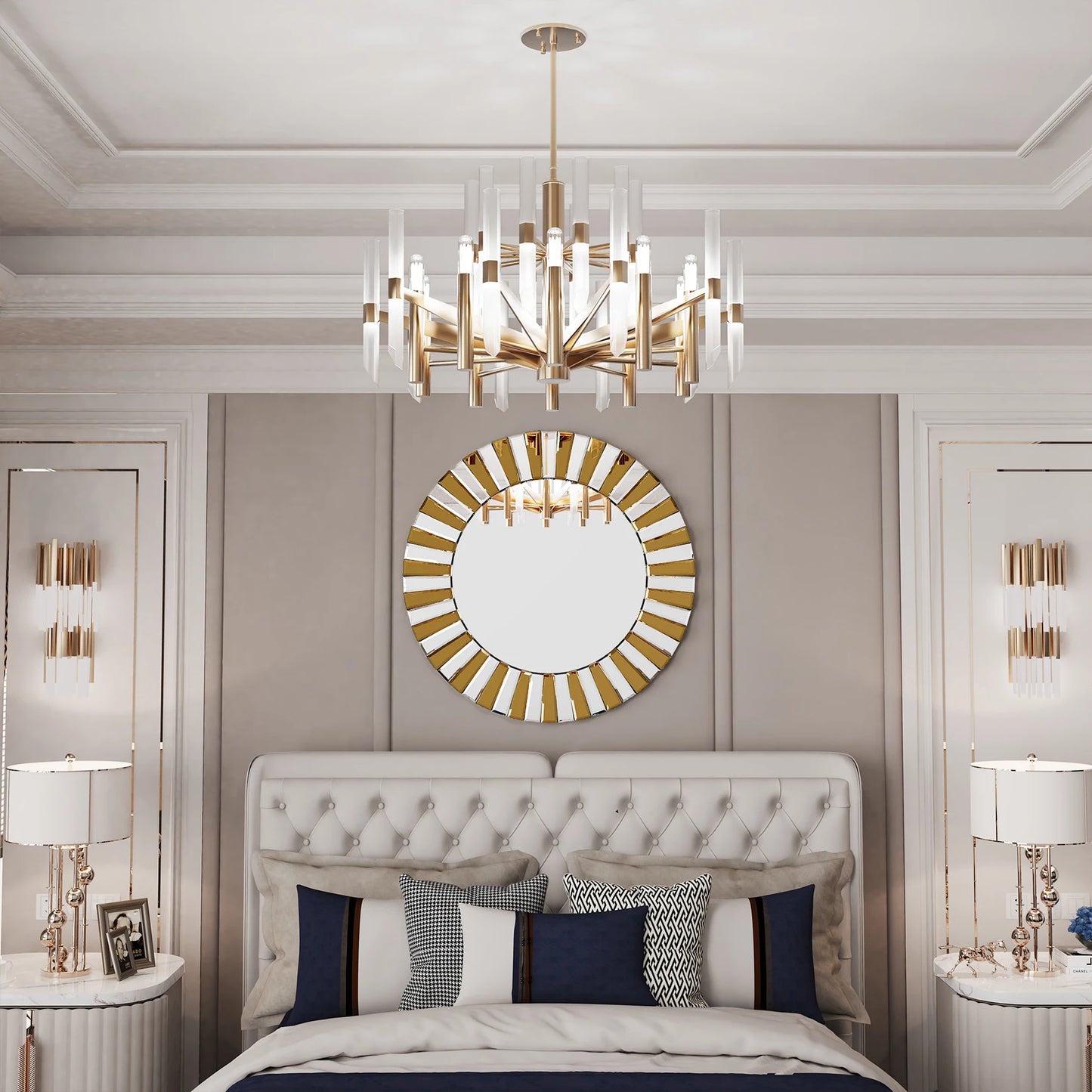 Round Starburst Wall Mirror Decorative Accent For Living Spaces