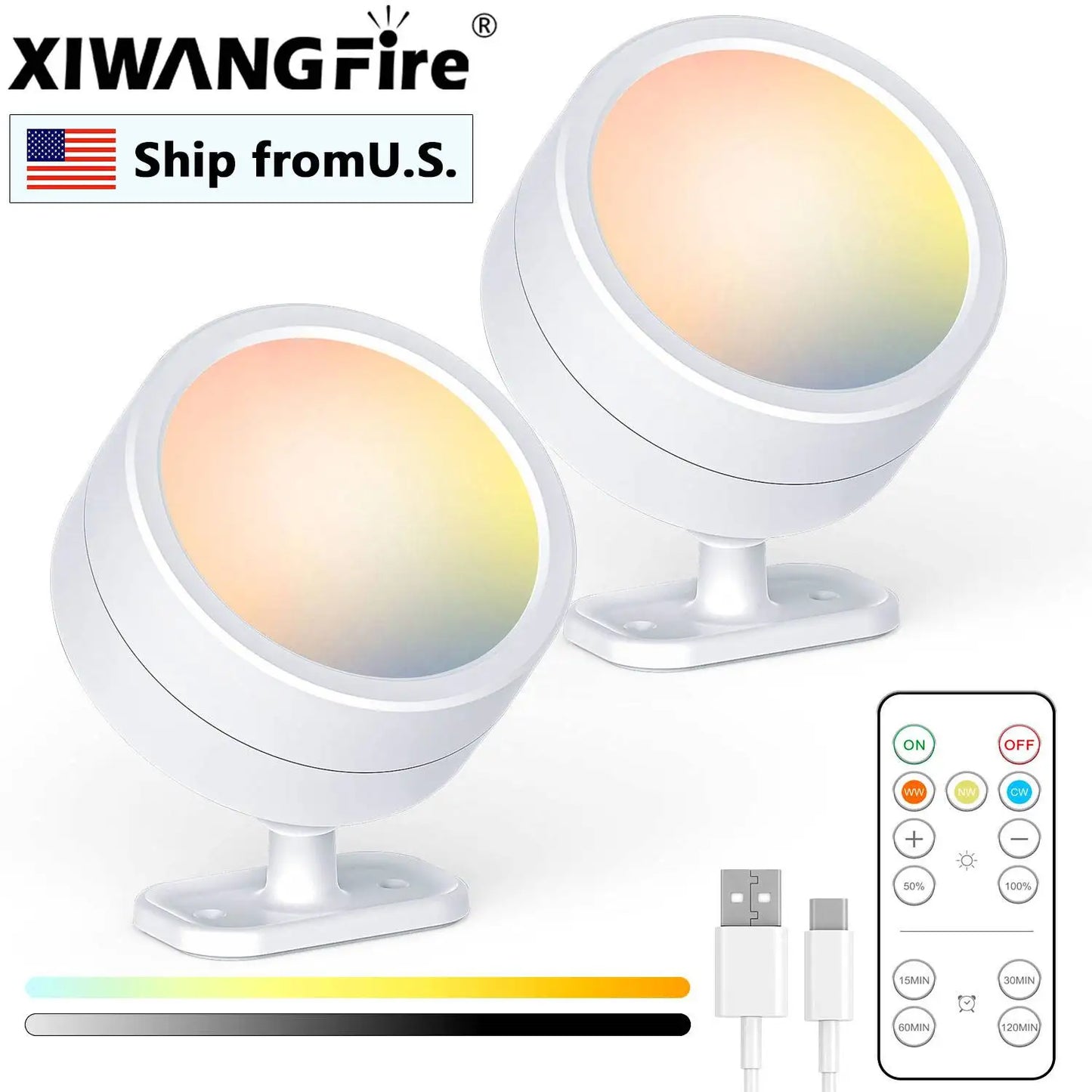 Xiwangfire Led Magnetic Wall Sconce With Remote Rechargeable