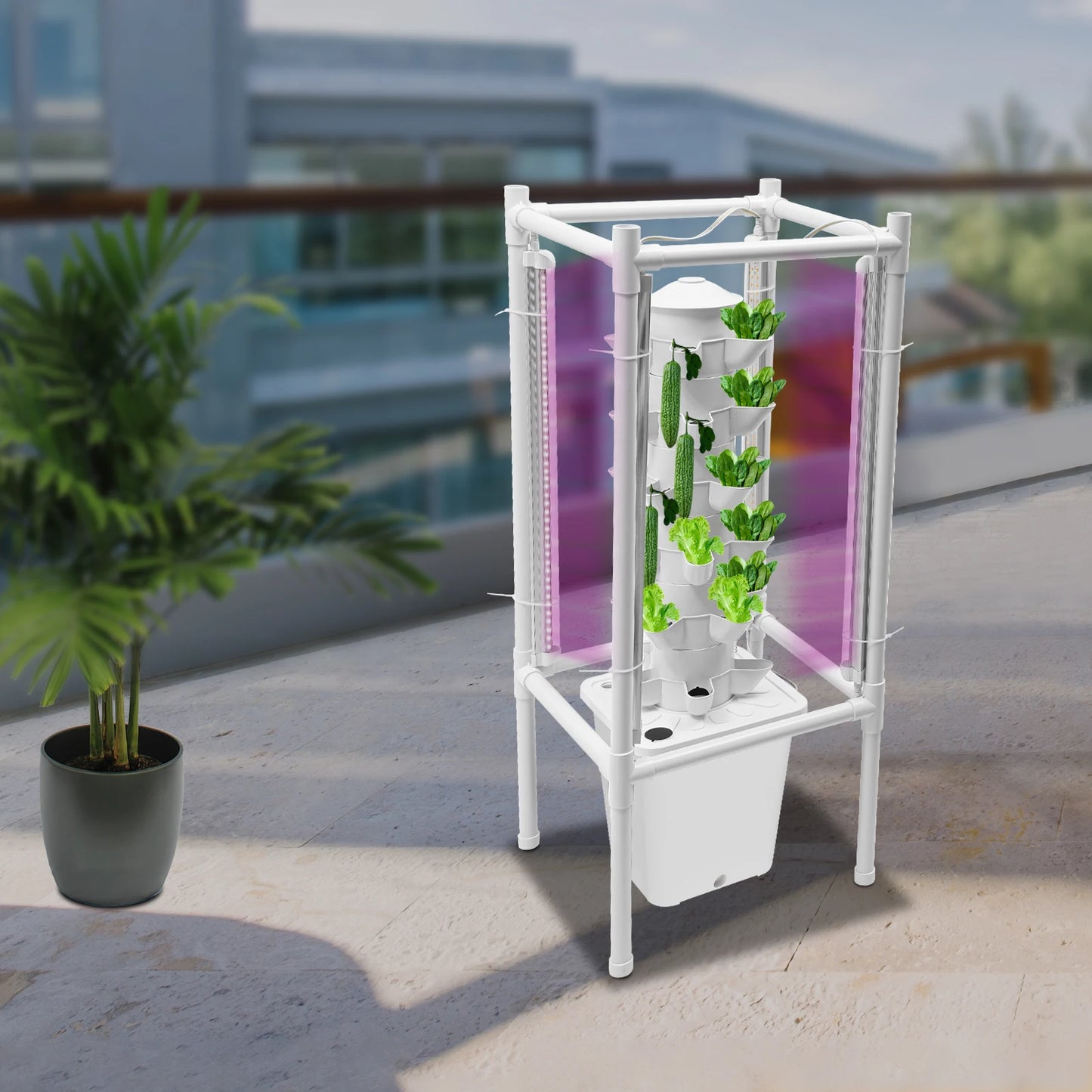 6-Tier Hydroponics Vertical Kit With 30 Planting Holes LED