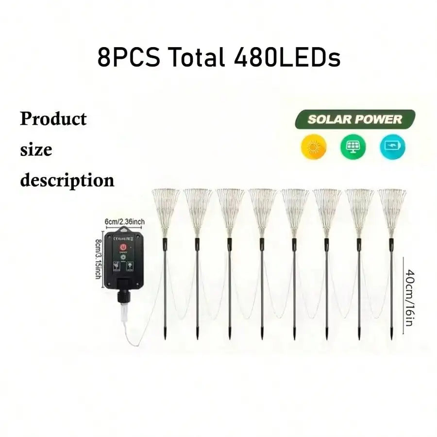 Solar Powered LED Firework Garden Lights With Multiple Lighting Modes