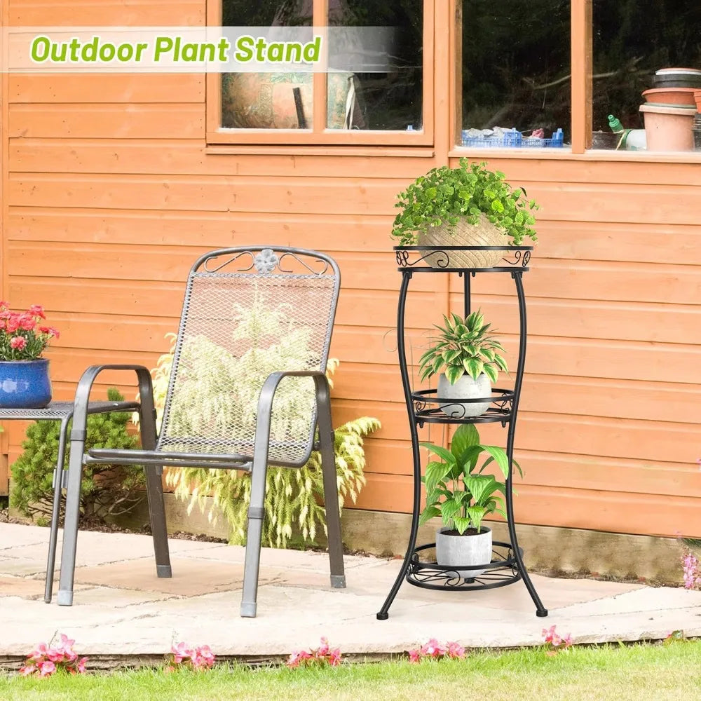 NBVCX Three Tier Metal Plant Stand Indoor Outdoor Rustproof