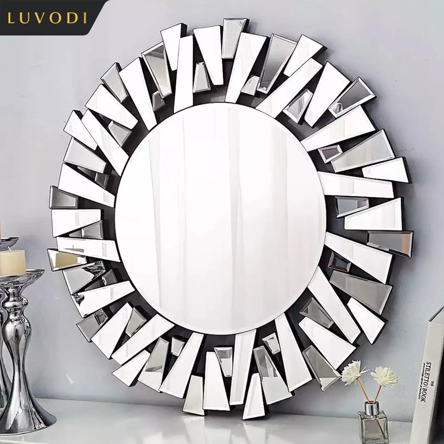 LUVODI Starburst Round Wall Mirror