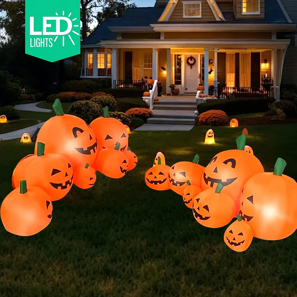 Halloween Inflatable Pumpkin Patch With Bright LED Yard Decor