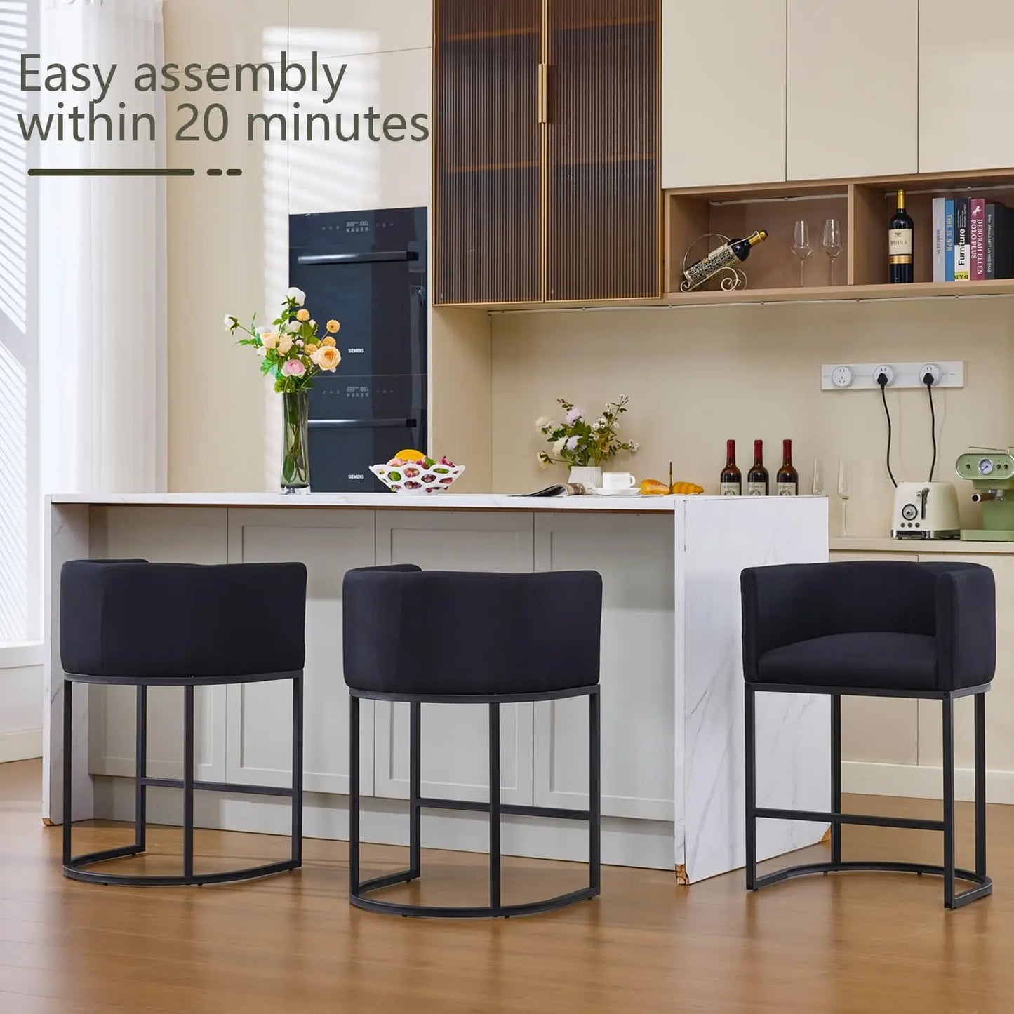 Guangbai Counter Height Bar Stools Set of 2 with Backrest