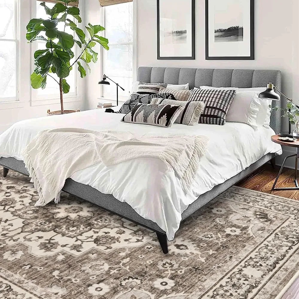 Washable Oriental Area Rug Tufted Indoor Geometric Pattern