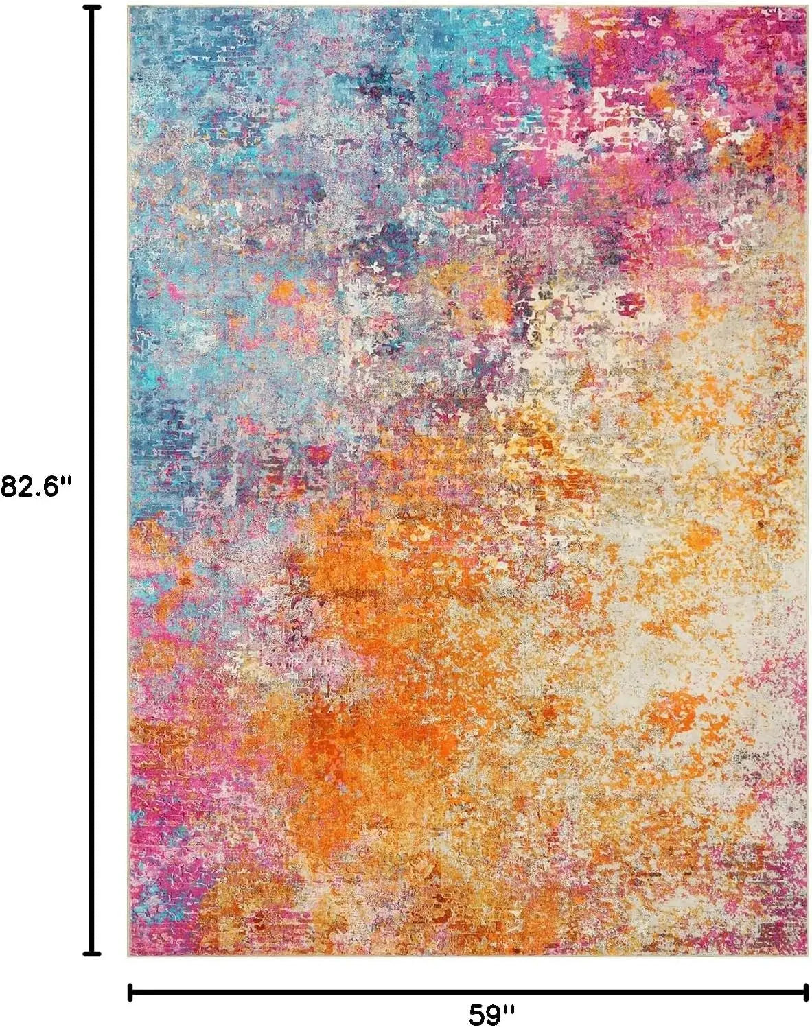 Modern Abstract Washable Area Rug Non Slip Low Pile Stain Resistant