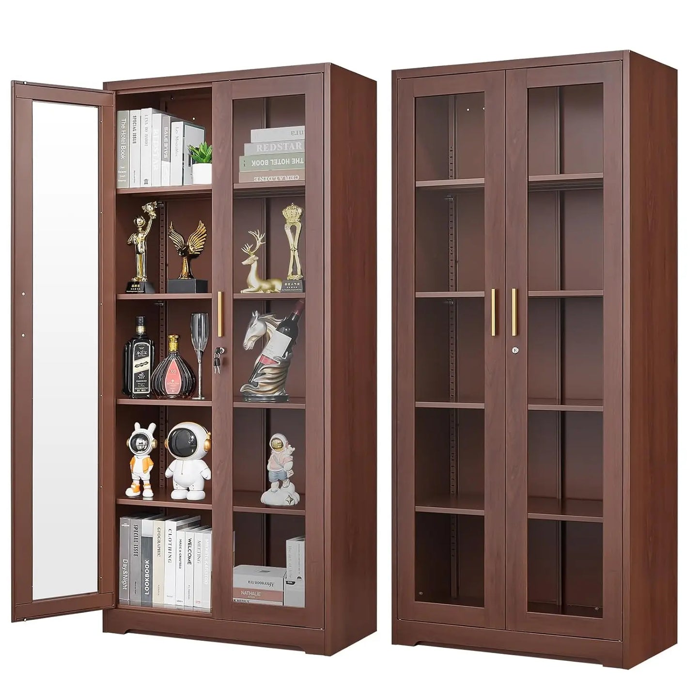 Glass Door Display Cabinet Curio Cabinet With Lock