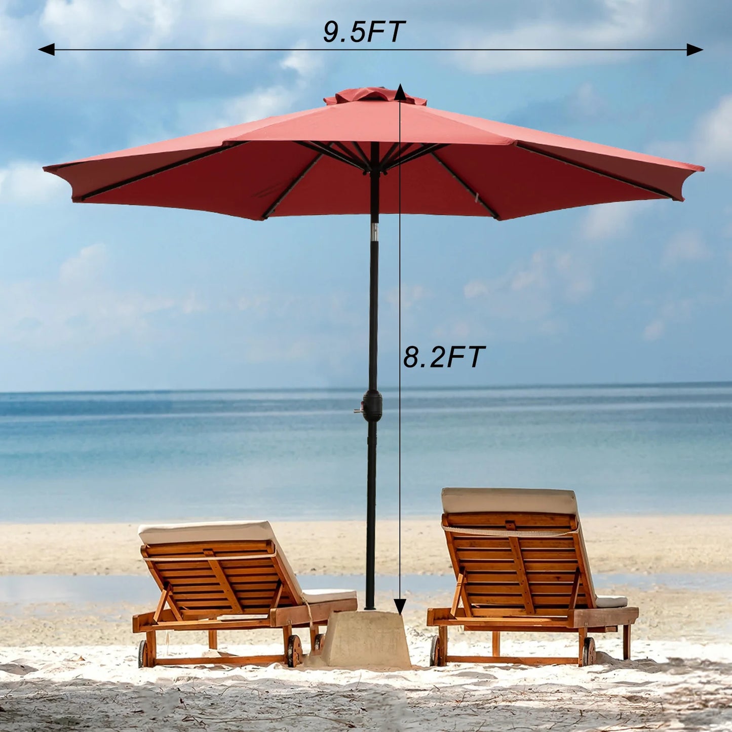 JHK UV-Resistant Solar Patio Umbrella with 32 LED Lights