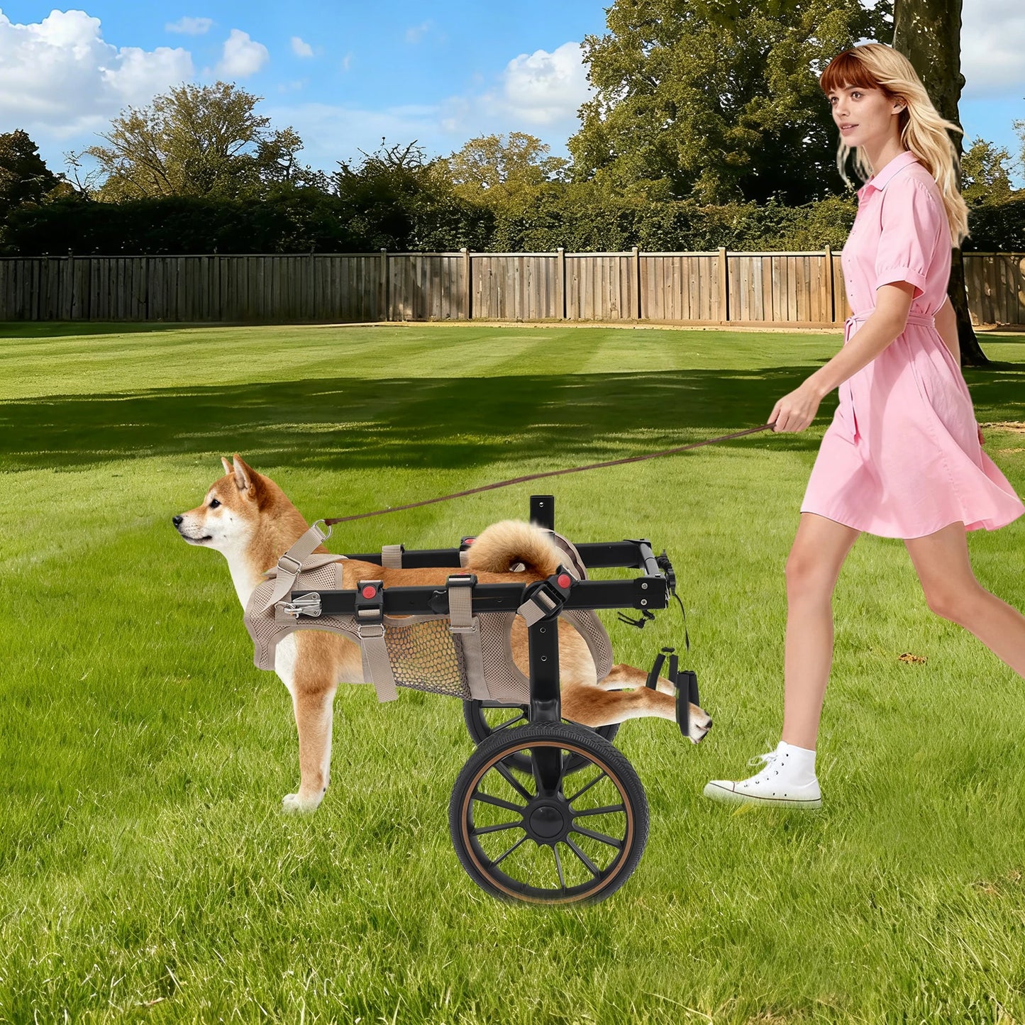 Bymaocar Adjustable Aluminum Dog Wheelchair For Hind Leg Support