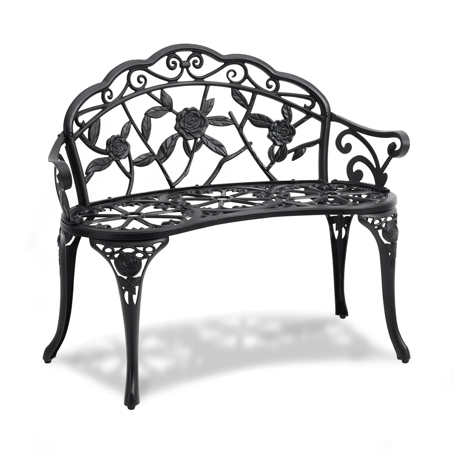 SucceBuy Outdoor Bench Wood And Metal Garden Bench