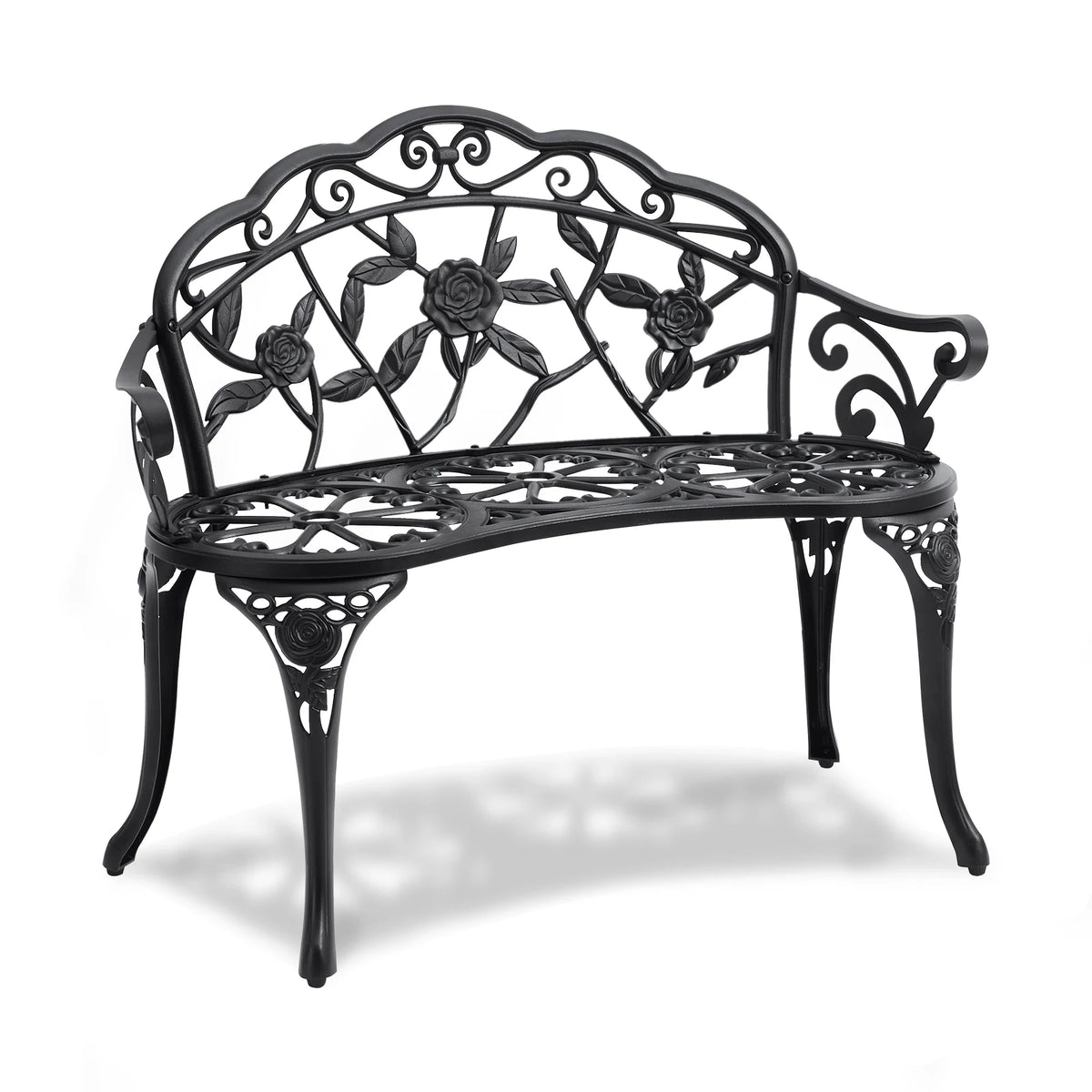 SucceBuy Wood Metal Outdoor Bench For Garden Patio