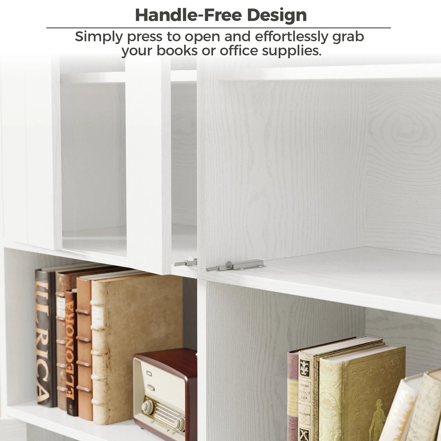 IRONCK 5-Tier Modern Bookshelf With Enclosed Acrylic Doors
