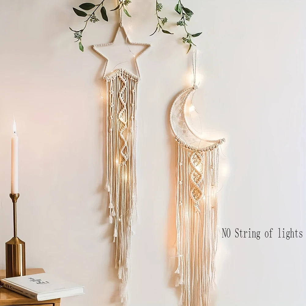 Dromenvanger Two Pack Star Moon Woven Pendants Home Decor
