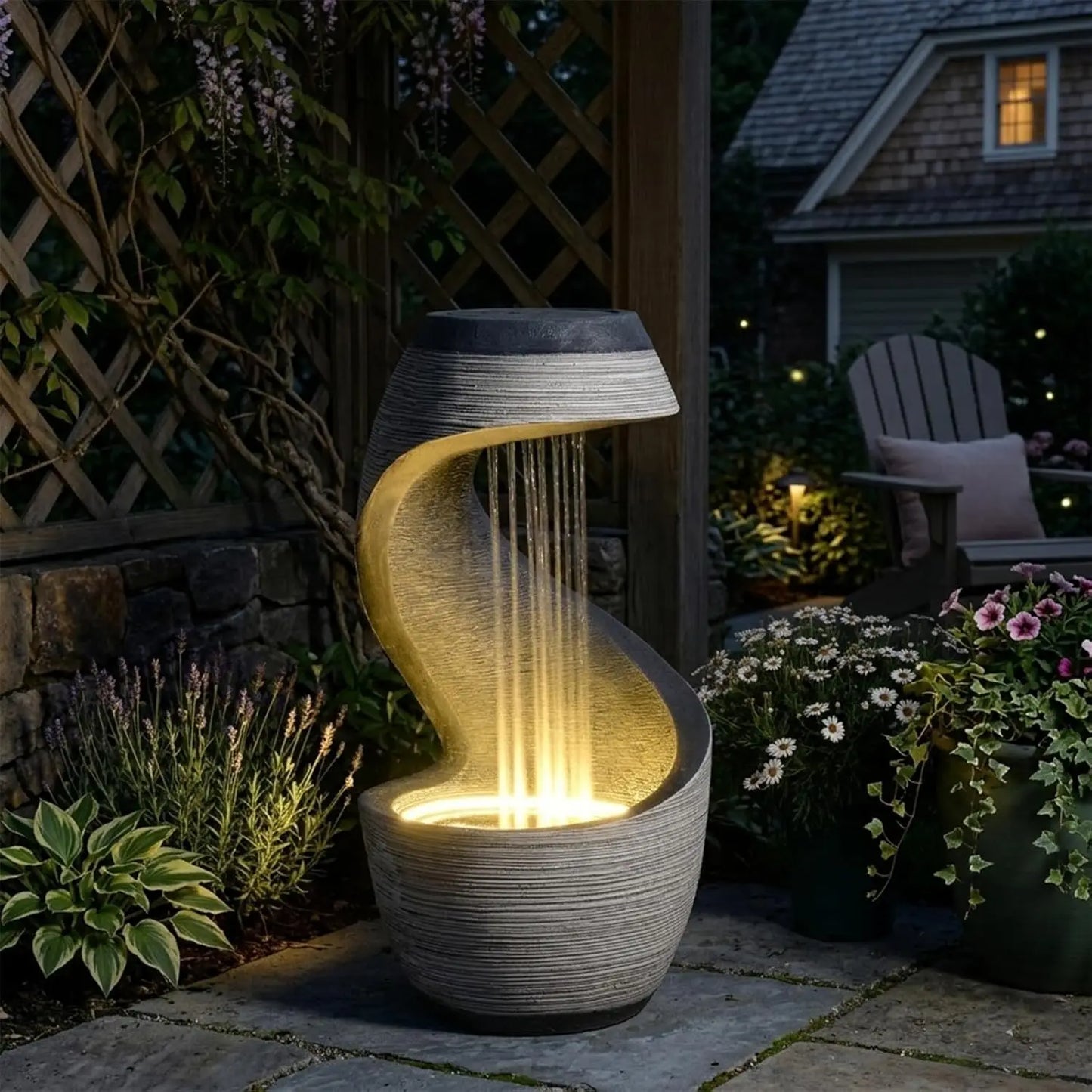 4-Tier Indoor Outdoor Water Fountain With LED Lights And Pump