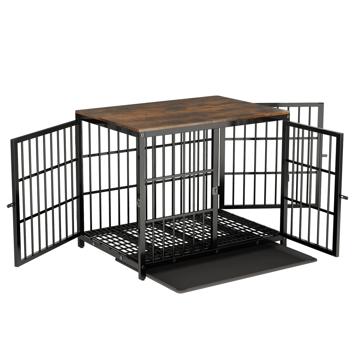 BINGOPAW Heavy Duty Dog Kennel End Table Cage With Three Doors Removable Tray