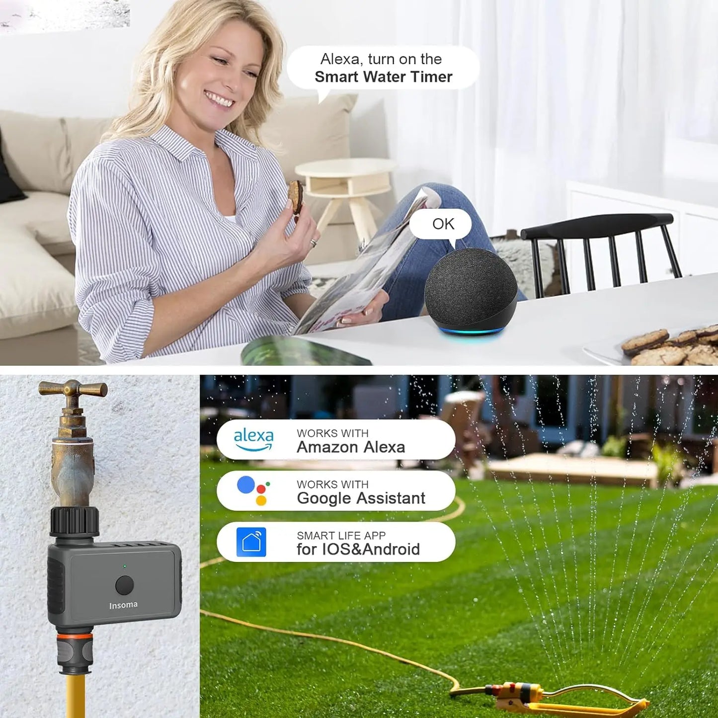 INSOMA WiFi Automatic Sprinkler Timer for Smart Irrigation Alexa