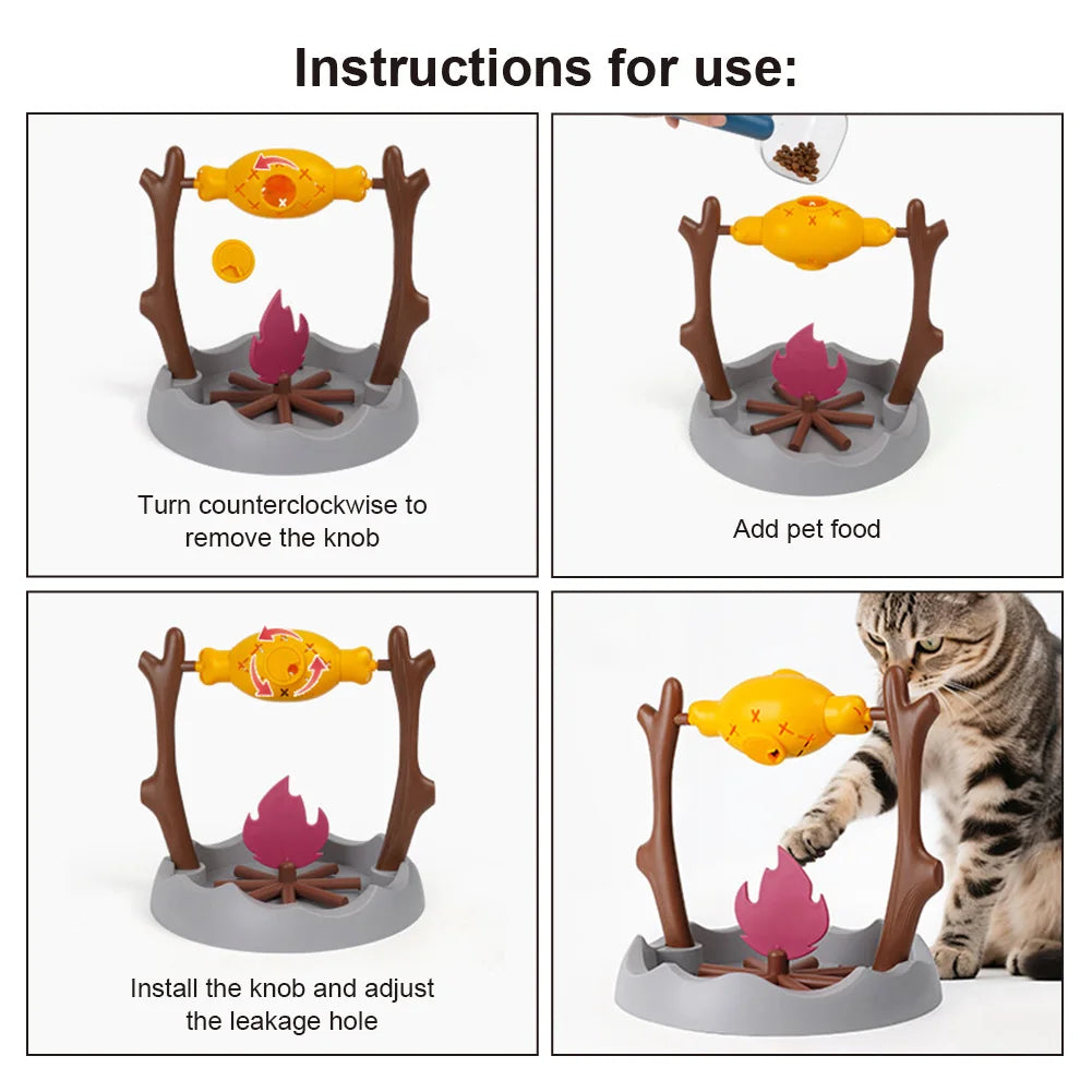 Cats Treat-Dispensing Slow Feeder Rotating Snack Bowl