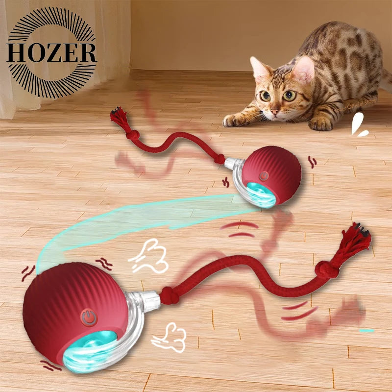 Cat Interactive Ball Toy Auto Rolling Faux Tail Rechargeable Smart