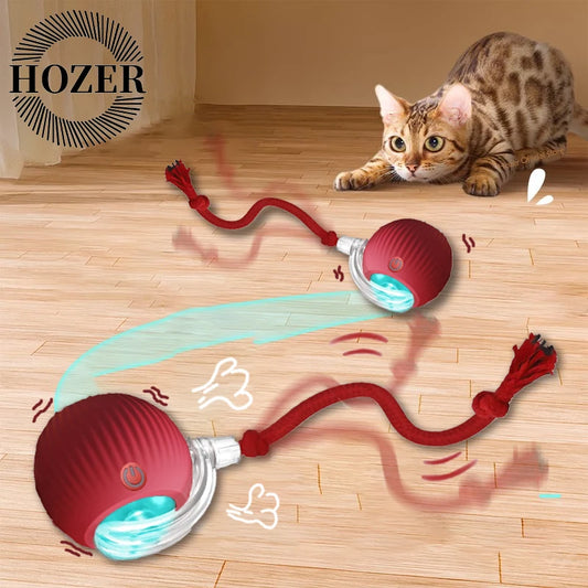 Cat Interactive Ball Toy Auto Rolling Faux Tail Rechargeable Smart