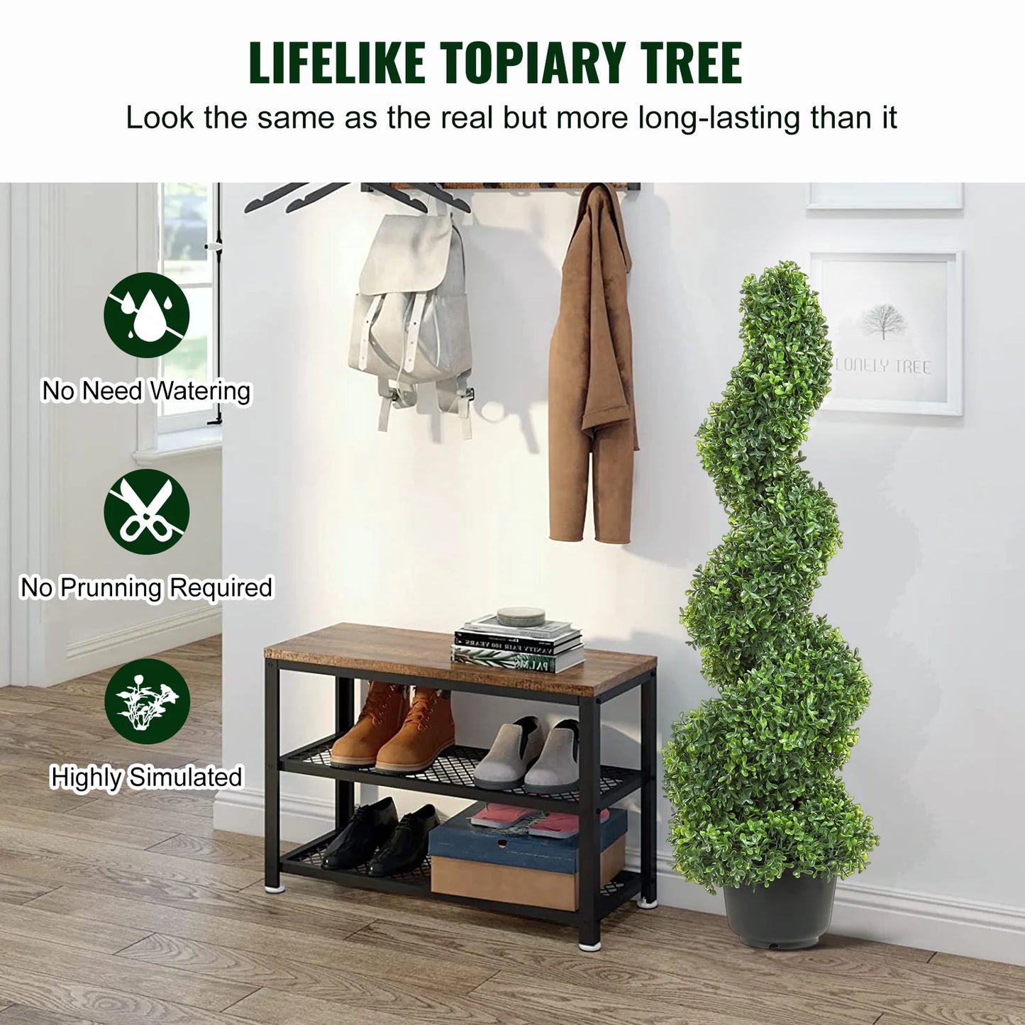 Artificial Boxwood Spiral Topiary Tree For Outdoor Weather Resistant Decor