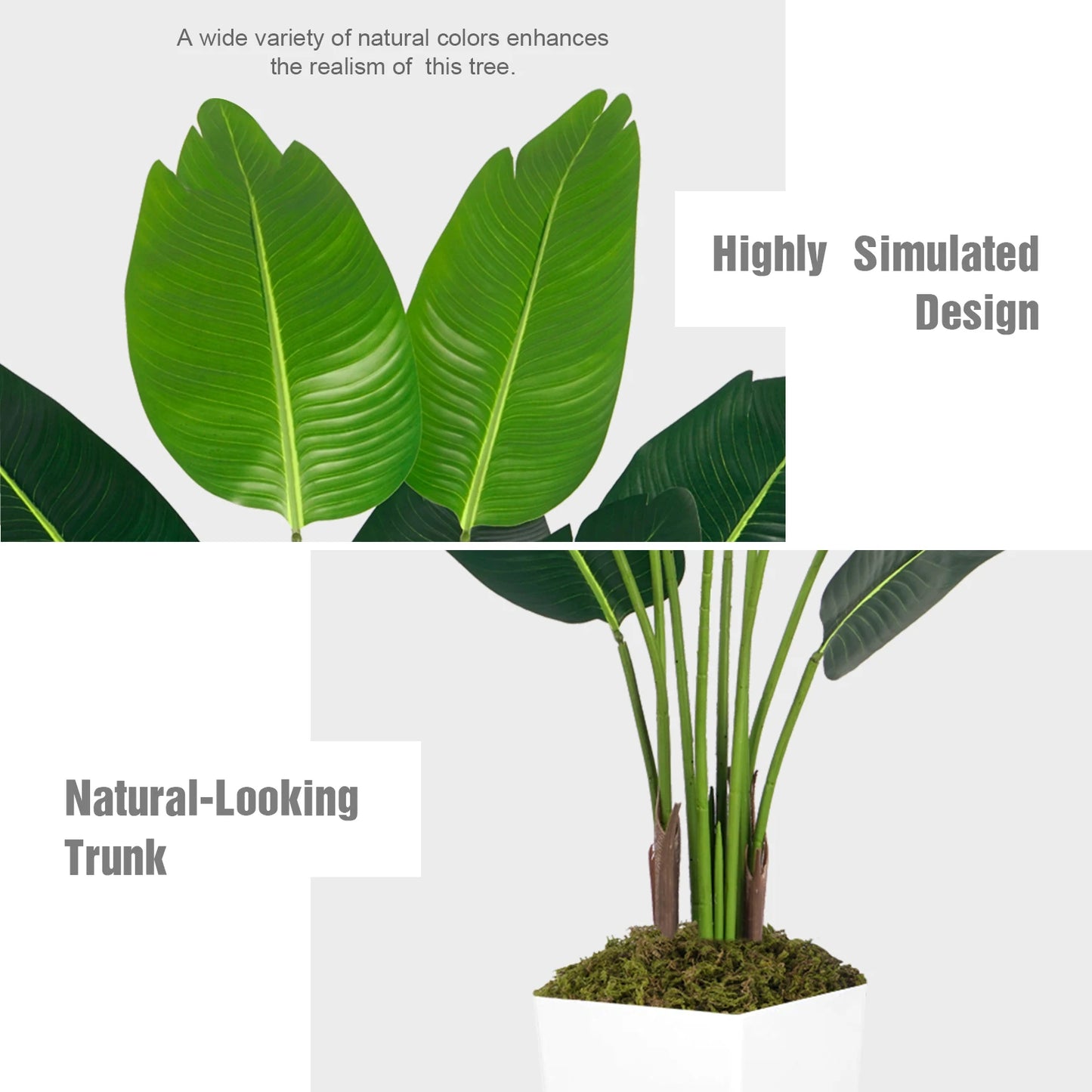 Olitree Bird Of Paradise Artificial Plant Floor Tree White Planter