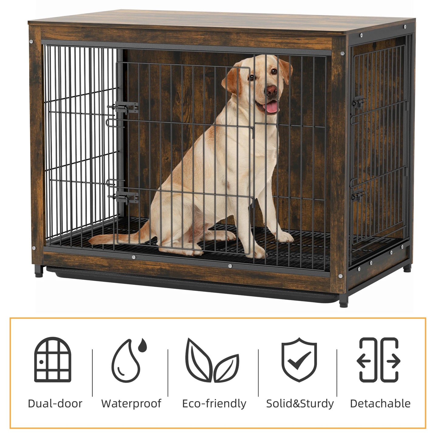 BINGOPAW End Table Dog Crate With Removable Tray