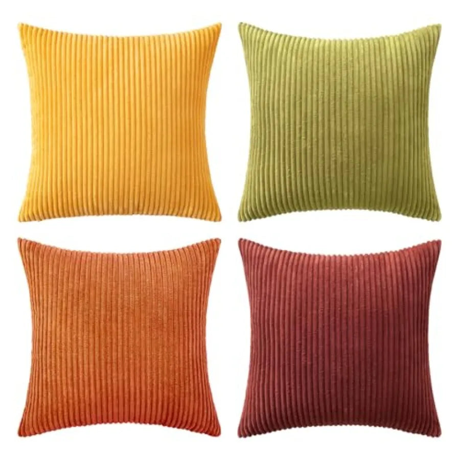 Boho Farmhouse Throw Pillow Covers Set Of 4 Corduroy Cushions