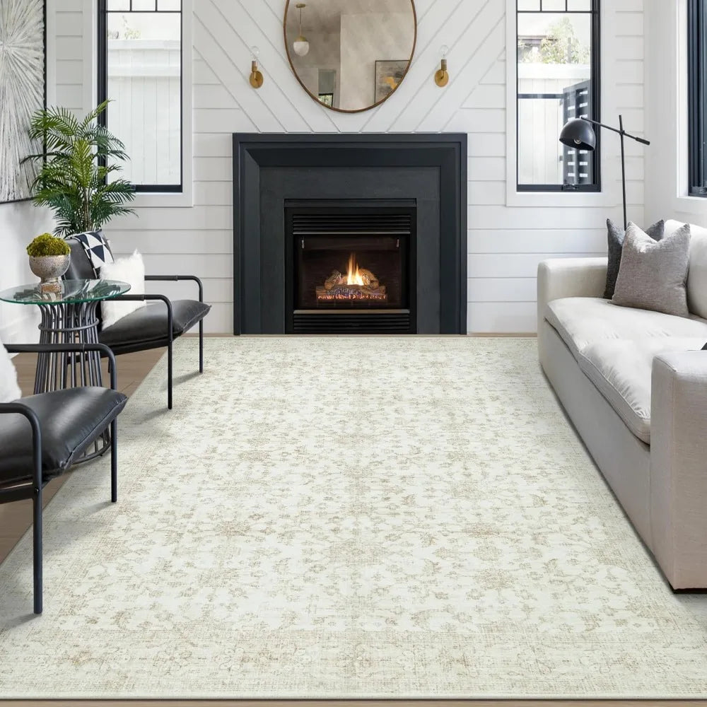 Vintage Style Soft Washable Living Room Rug With Anti Skid And Stain Resistant