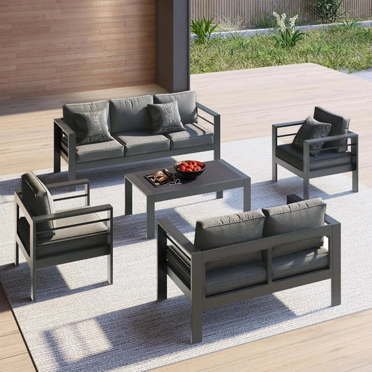 Outdoor Aluminum Patio Sofa Three Seat All Weather