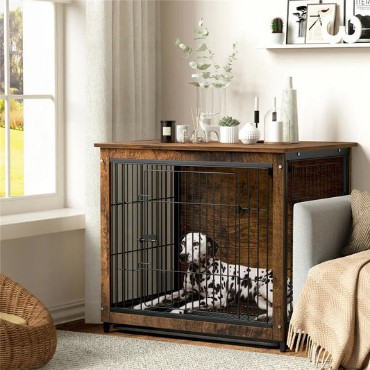 BINGOPAW Pet Cage Kennel End Table With Removable Tray
