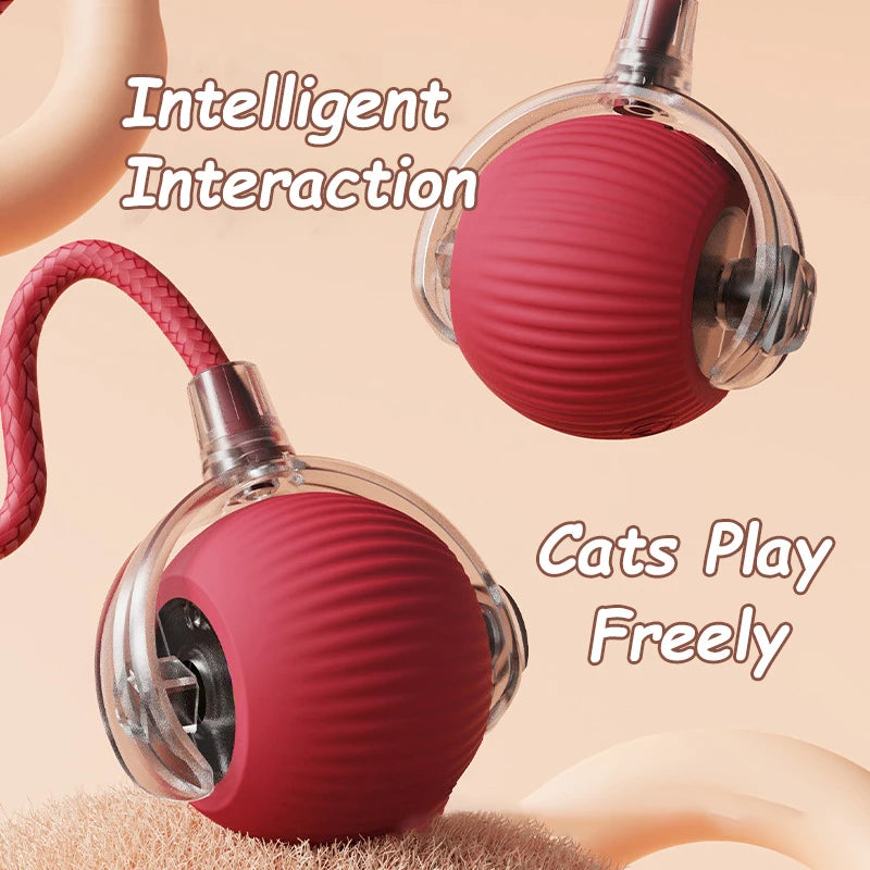 Cat Interactive Ball Toy Auto Rolling Faux Tail Rechargeable Smart
