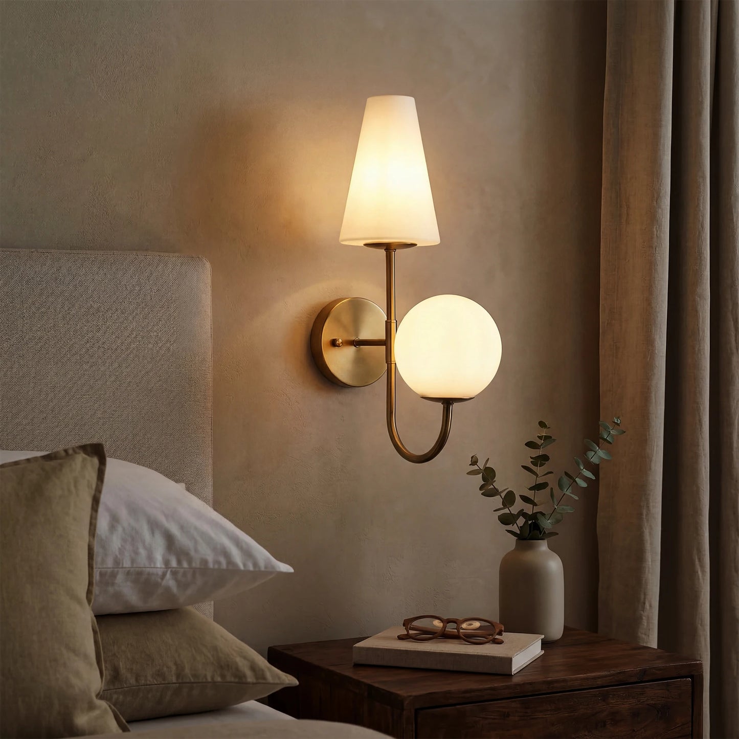 Tribesigns Double-Headed Wall Sconce With Glass Shade