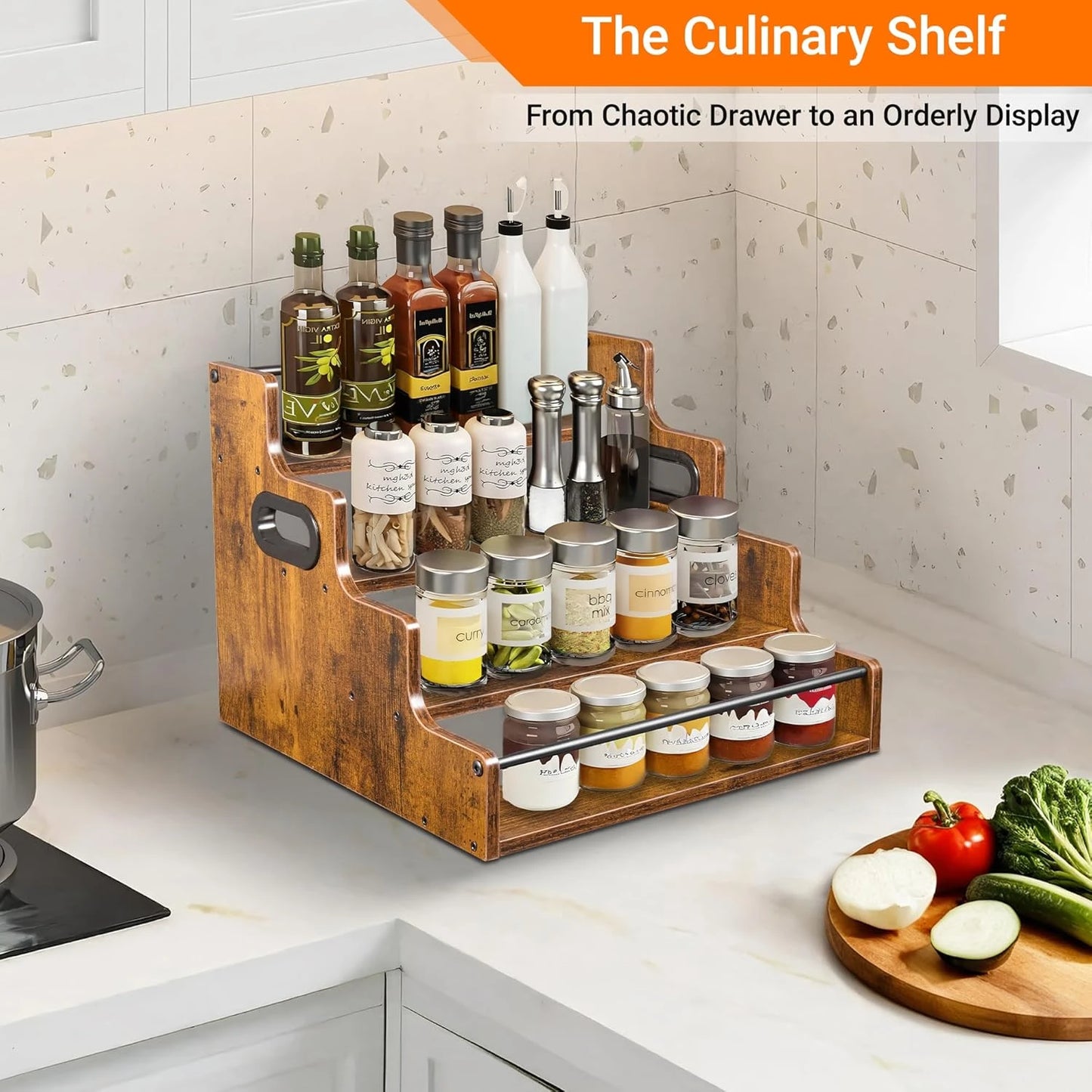 Liquor Bottle Display Shelf 4Tier Countertop Rack For Home Bar