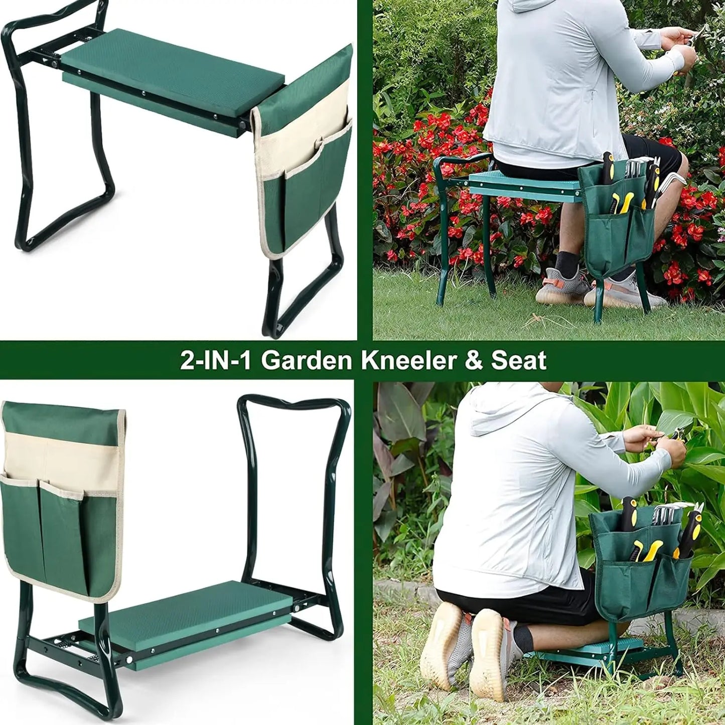 Upgraded Folding Garden Kneeler and Seat with Foam Pad