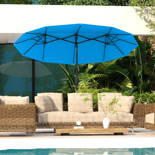 Outdoor Patio Umbrella With Tilt And Crank Double Sided Venting