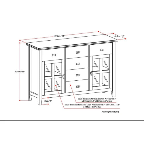 Artisan Solid Wood Sideboard Buffet For Dining Room Storage