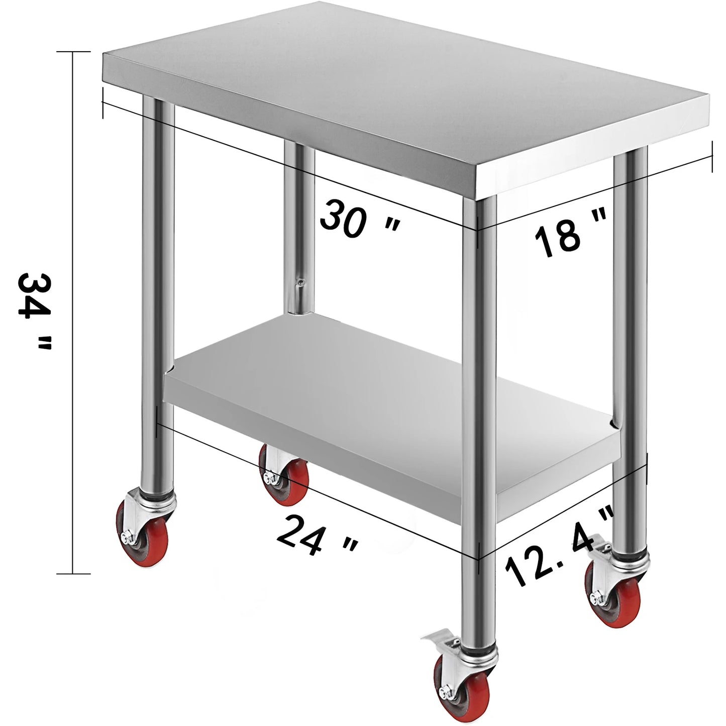 SucceBuy Stainless Steel Kitchen Prep Table With Caster Wheels