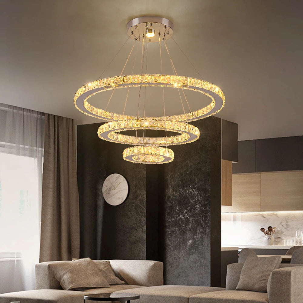 GreeLustr Luxury Crystal Modern Pendant Light Dimmable Chandelier