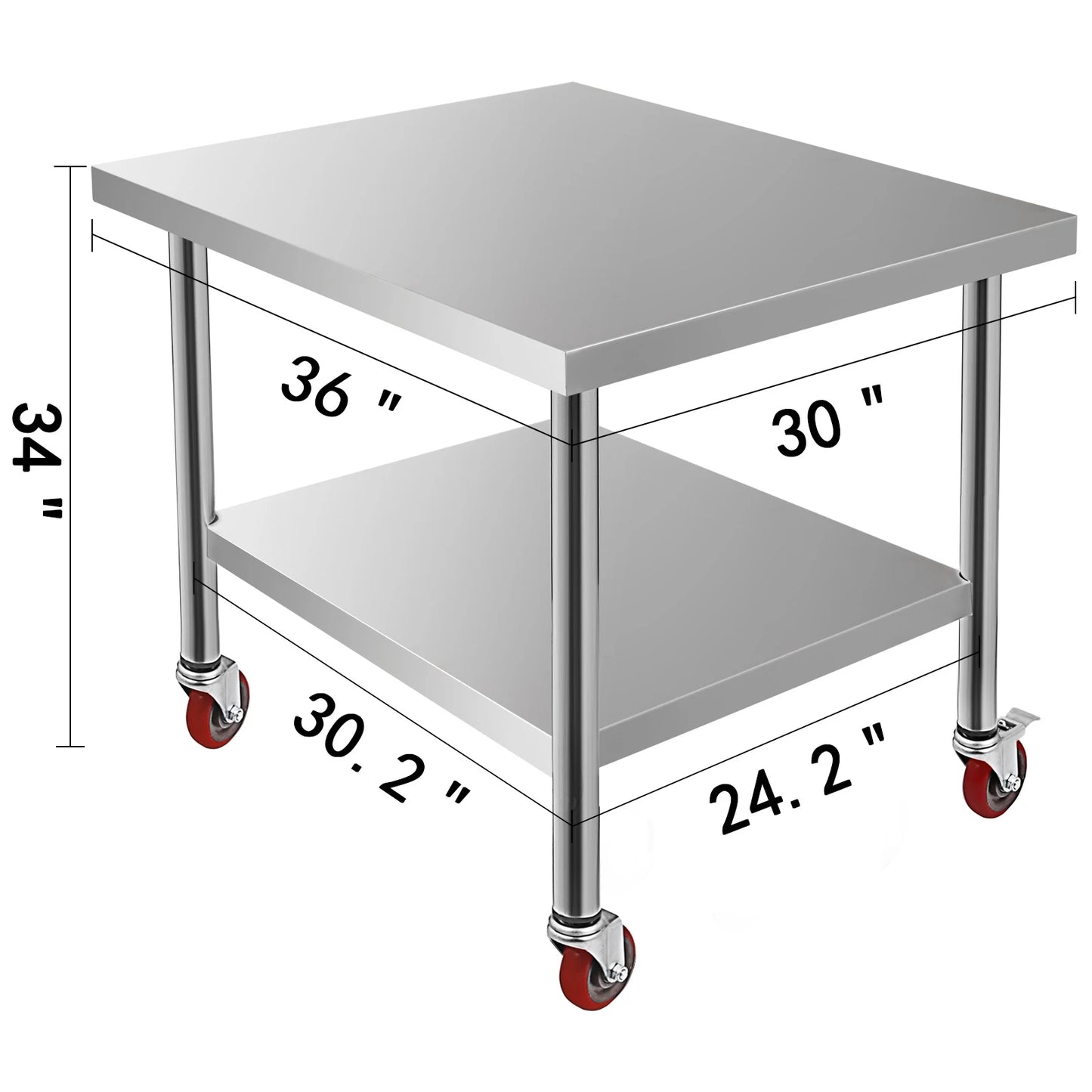 SucceBuy Stainless Steel Kitchen Prep Table With Caster Wheels