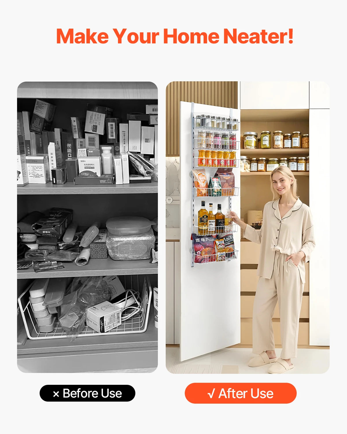 SucceBuy 6-Tier Over-The-Door Pantry Organizer Heavy-Duty Steel