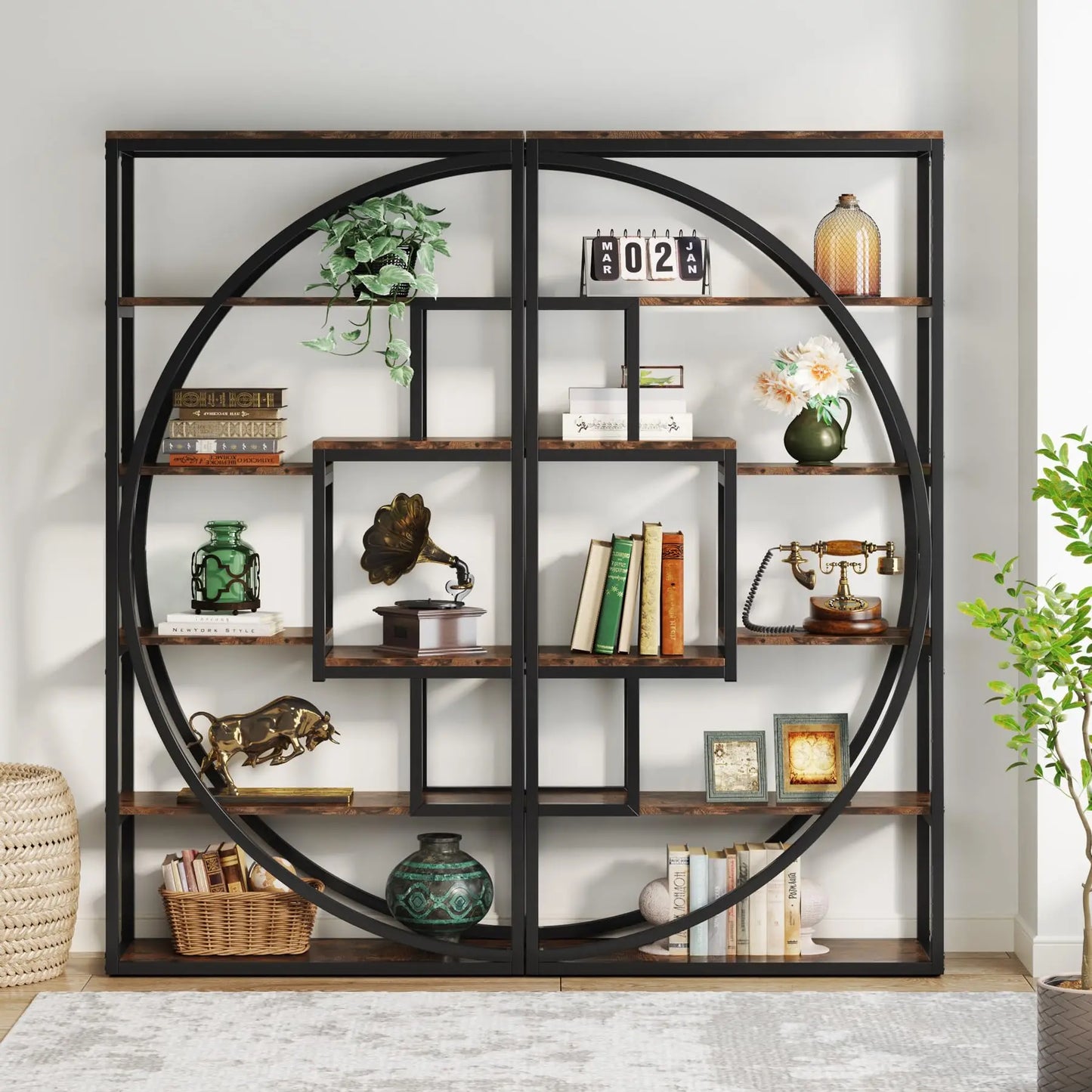 Little Tree Industrial 5 Tier Etagere Bookshelf Display