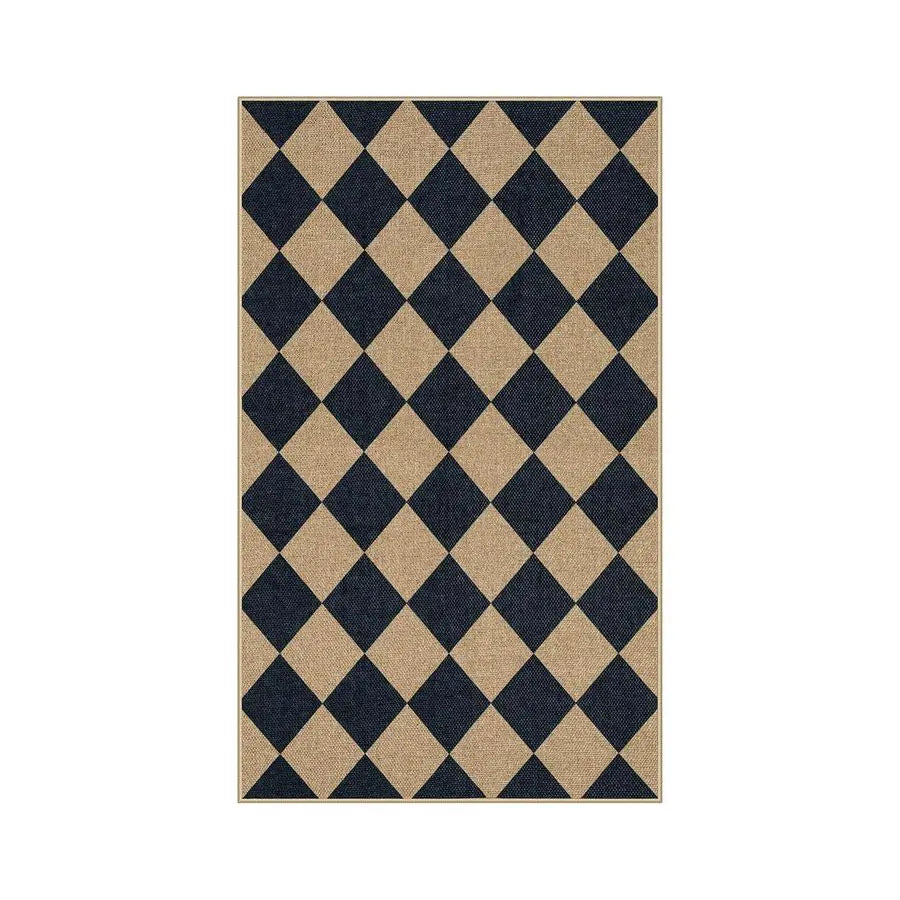 Checkered Jute Outdoor Rug Washable For Entryway And Living Spaces