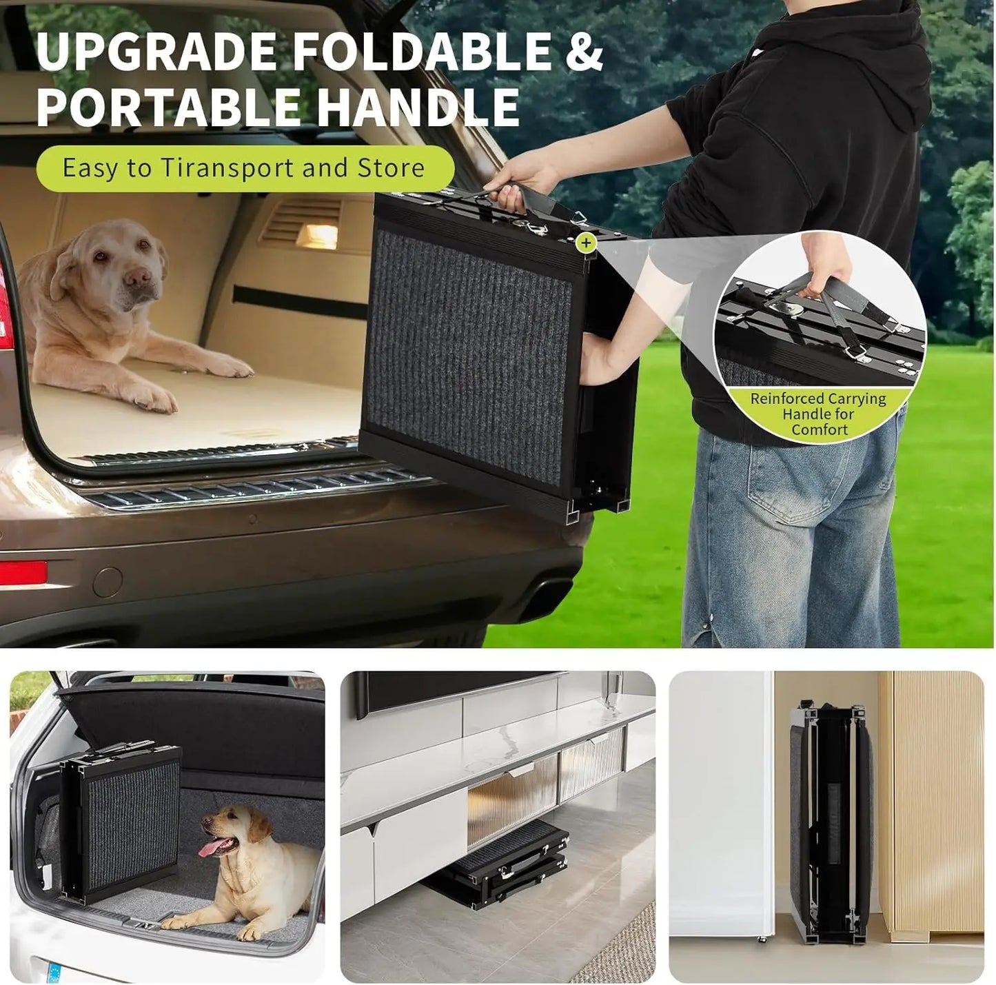 TWISTER.CK Dog Ramp For Cars Quad Fold Non Slip Portable