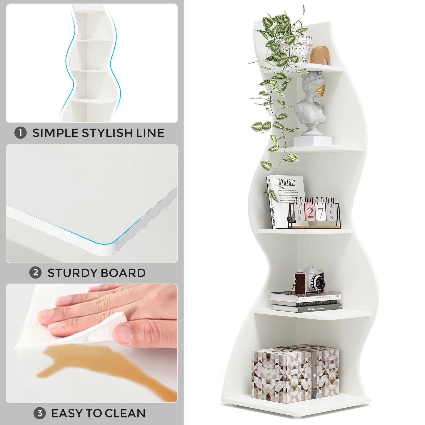 Tribesigns 5-Tier Corner Shelf Modern Wall Bookcase Storage Rack