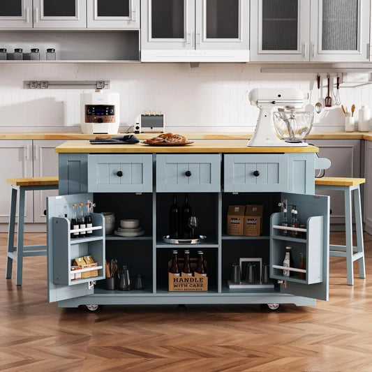 Versatile Kitchen Island With Bar Stools Storage And Power Outlet