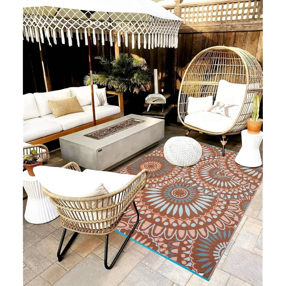 Dixsg Reversible Outdoor Indoor Plastic Straw Rug Mat