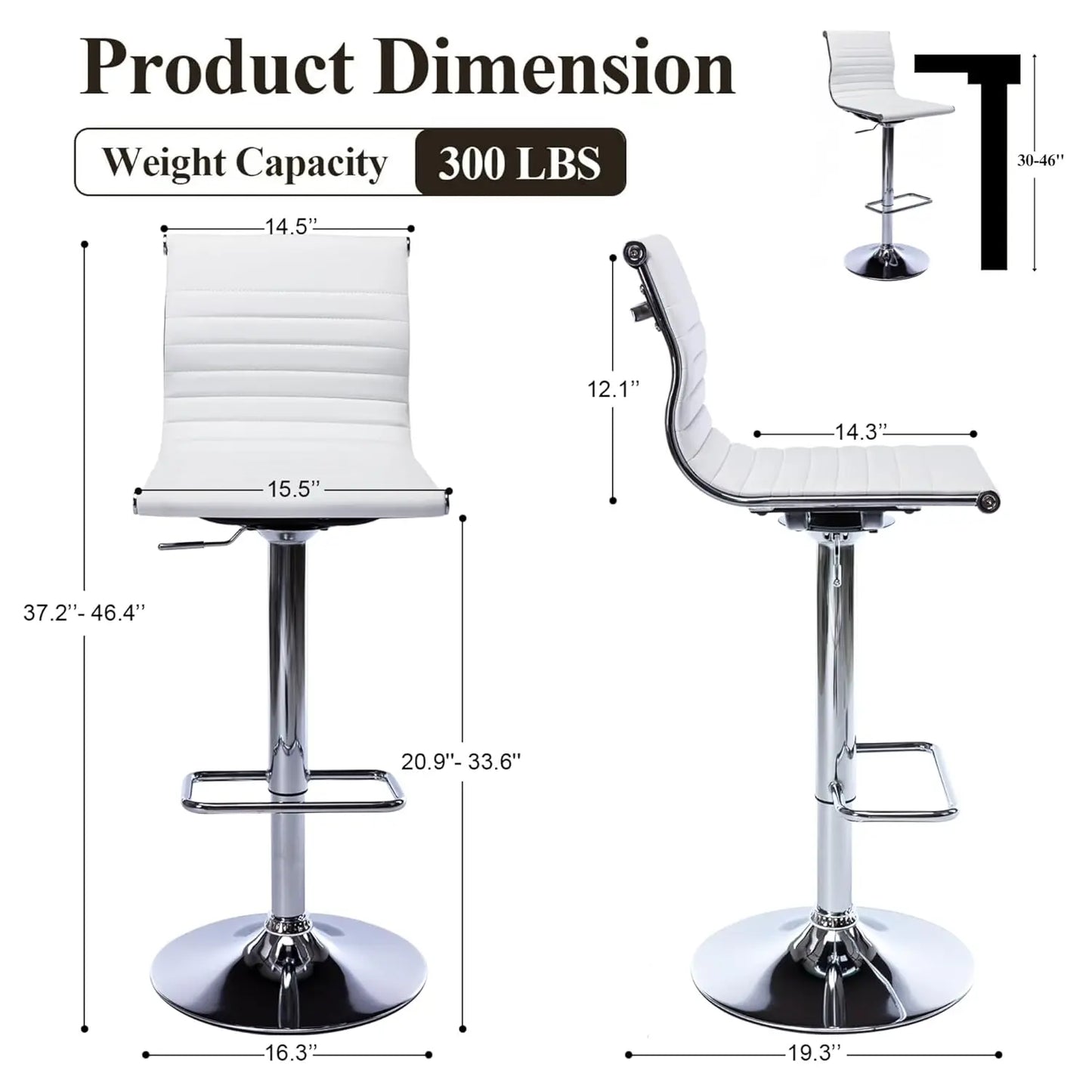GUANGBAI Swivel Bar Stools With Back Set 2 Faux Leather