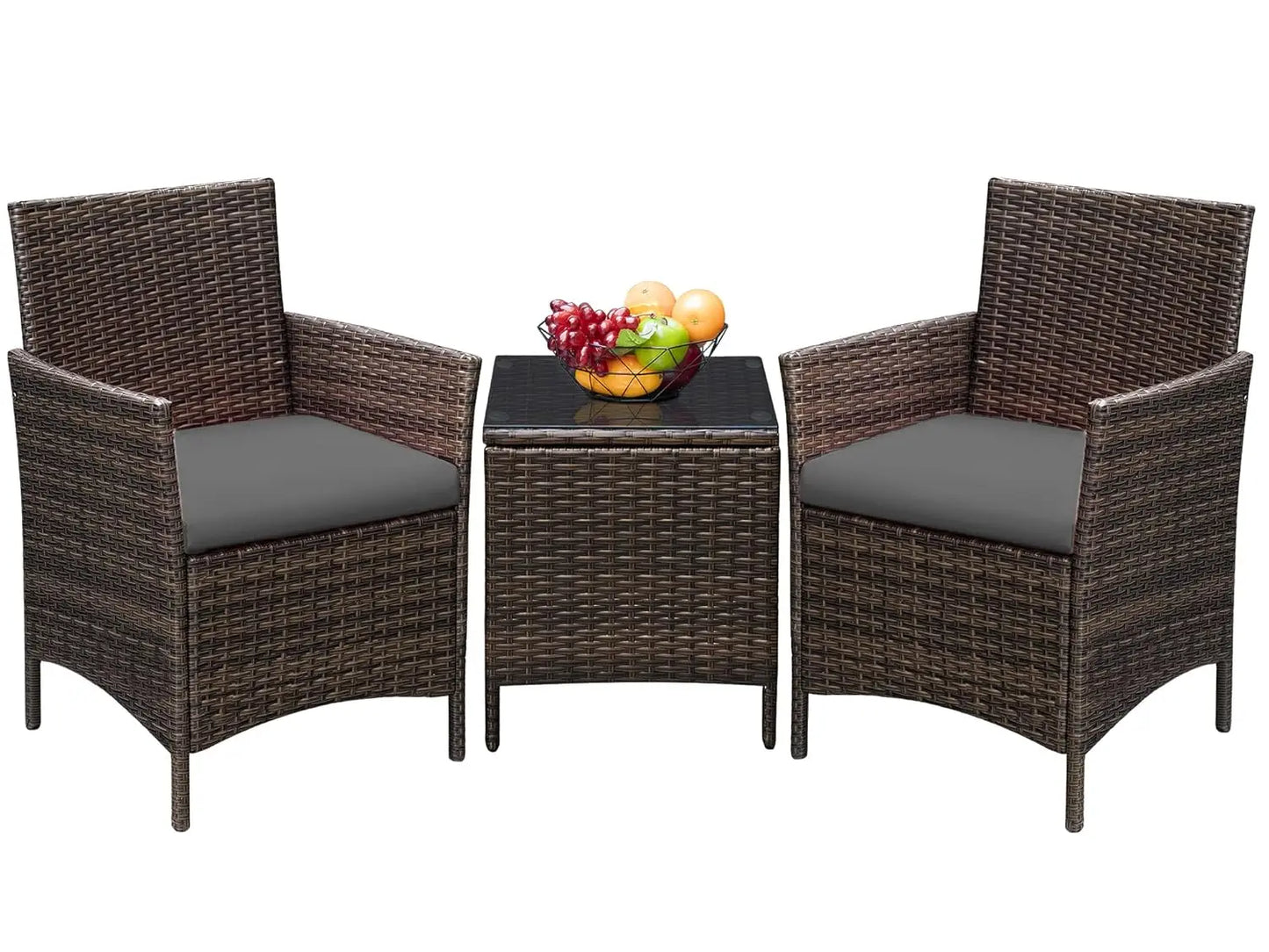 XIAOLANG 3 Piece Outdoor Patio Rattan Wicker Furniture Set