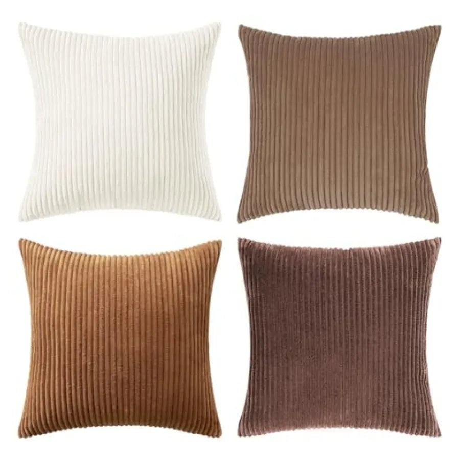 Boho Farmhouse Throw Pillow Covers Set Of 4 Corduroy Cushions